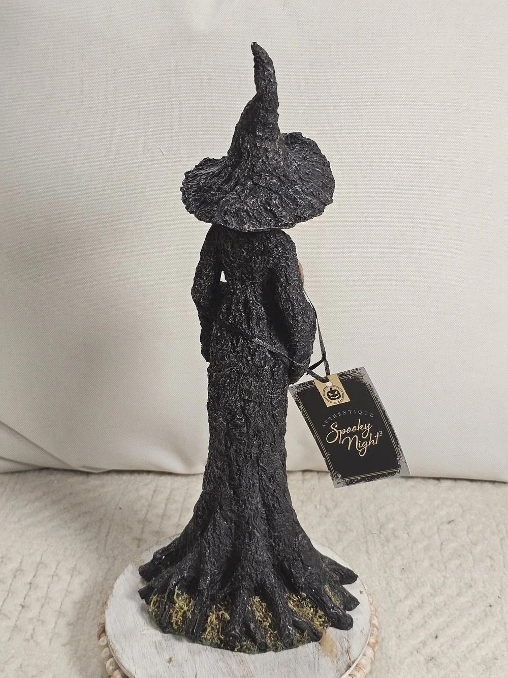 Halloween Mossy Tree Witch Holding a Pumpkin Light Up Figurine Decor 15